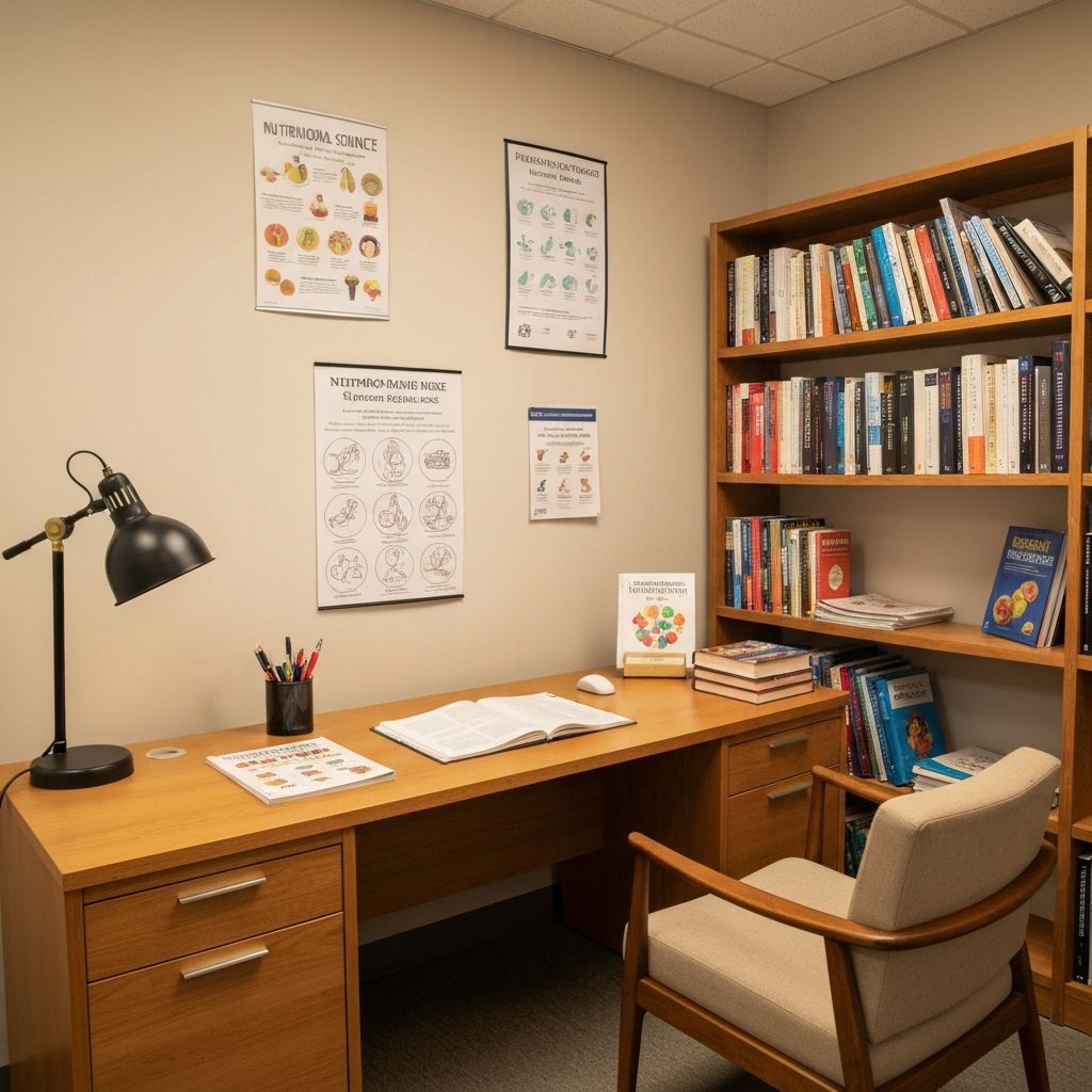Educational workspace with learning materials and resources